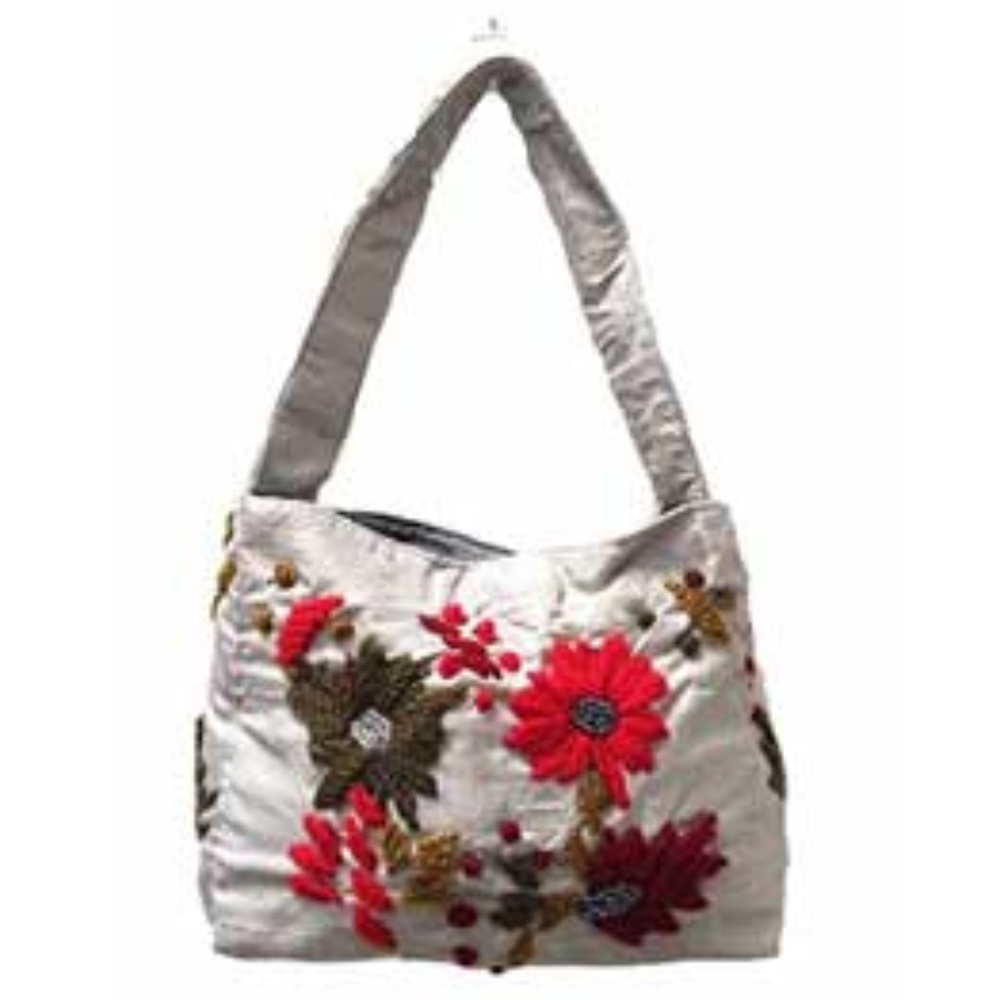 Alexia Crawford SilverSilk Bag Embroidered Flowers